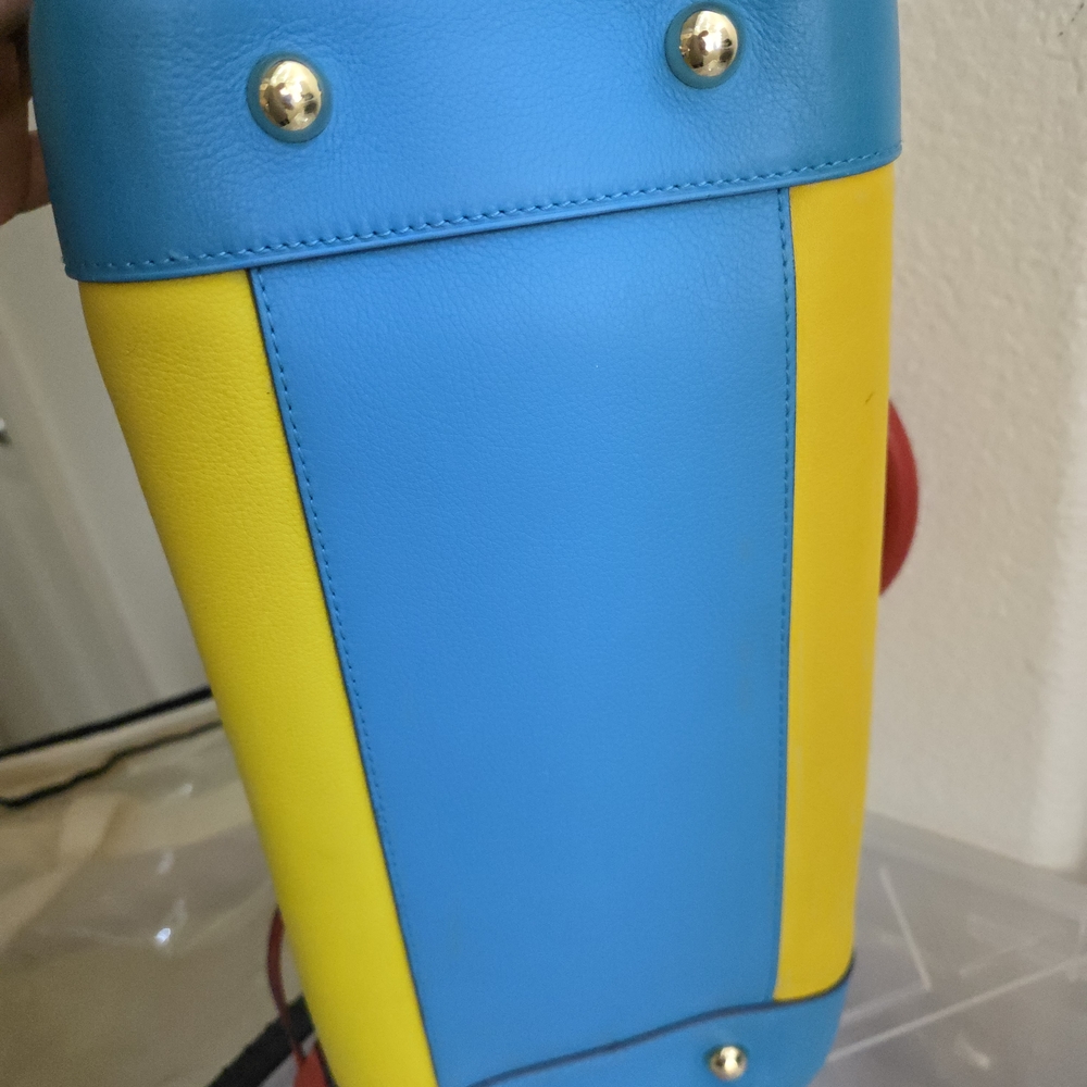 Vibrant Yellow and Blue Satchel with Red Details - Picture 6 of 16